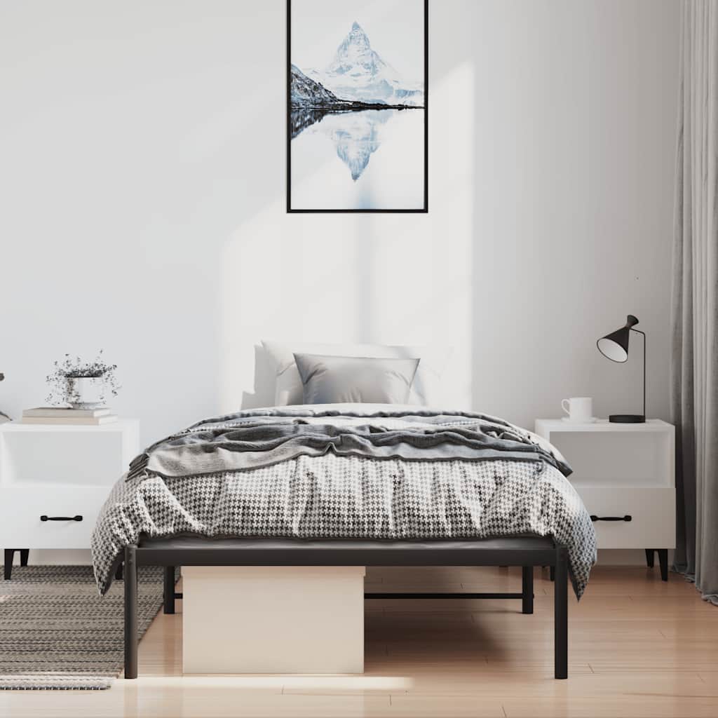 fekete fém ágykeret 100 x 200 cm
