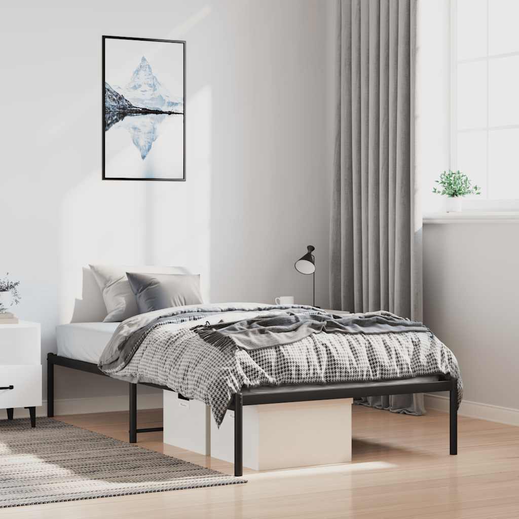fekete fém ágykeret 100 x 200 cm