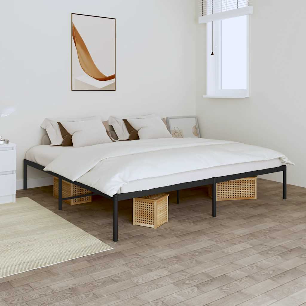 fekete fém ágykeret 200 x 200 cm