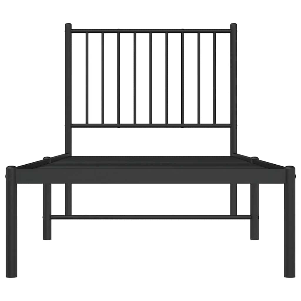 fekete fém ágykeret fejtámlával 75 x 190 cm