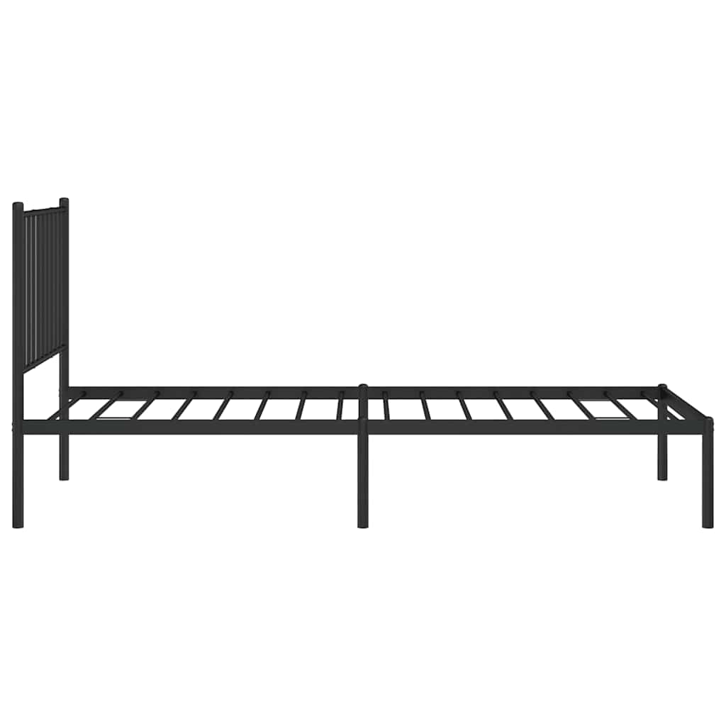 fekete fém ágykeret fejtámlával 80 x 200 cm