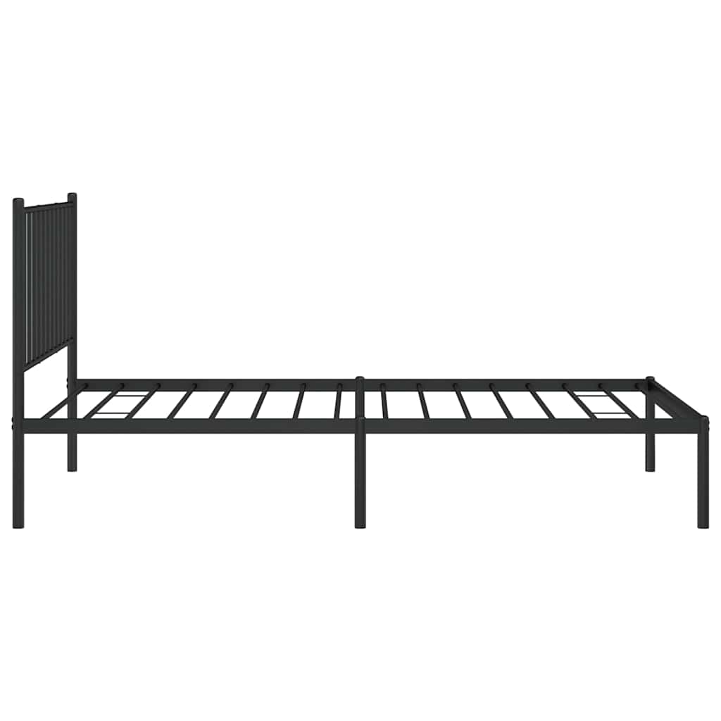 fekete fém ágykeret fejtámlával 90 x 190 cm