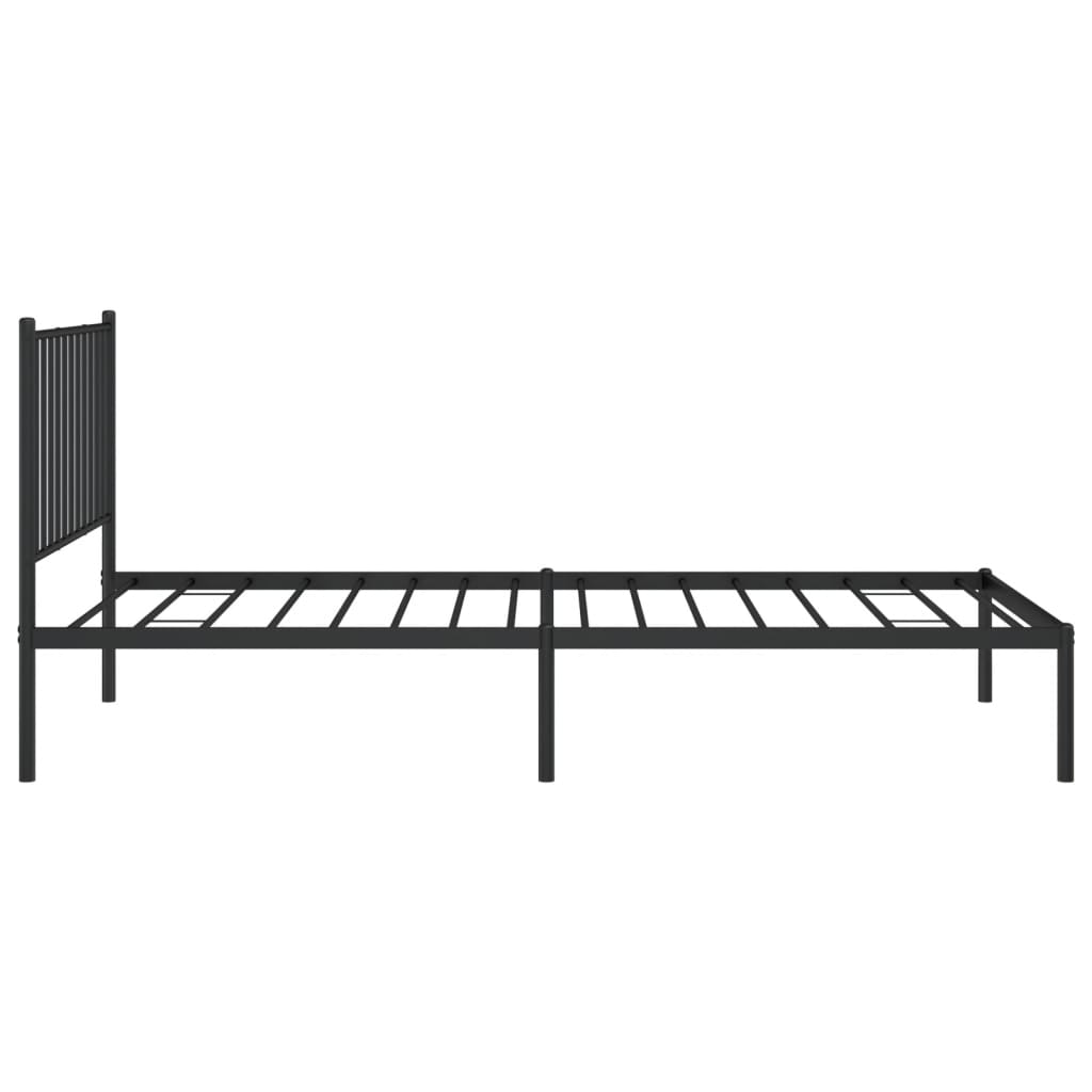 fekete fém ágykeret fejtámlával 90 x 200 cm