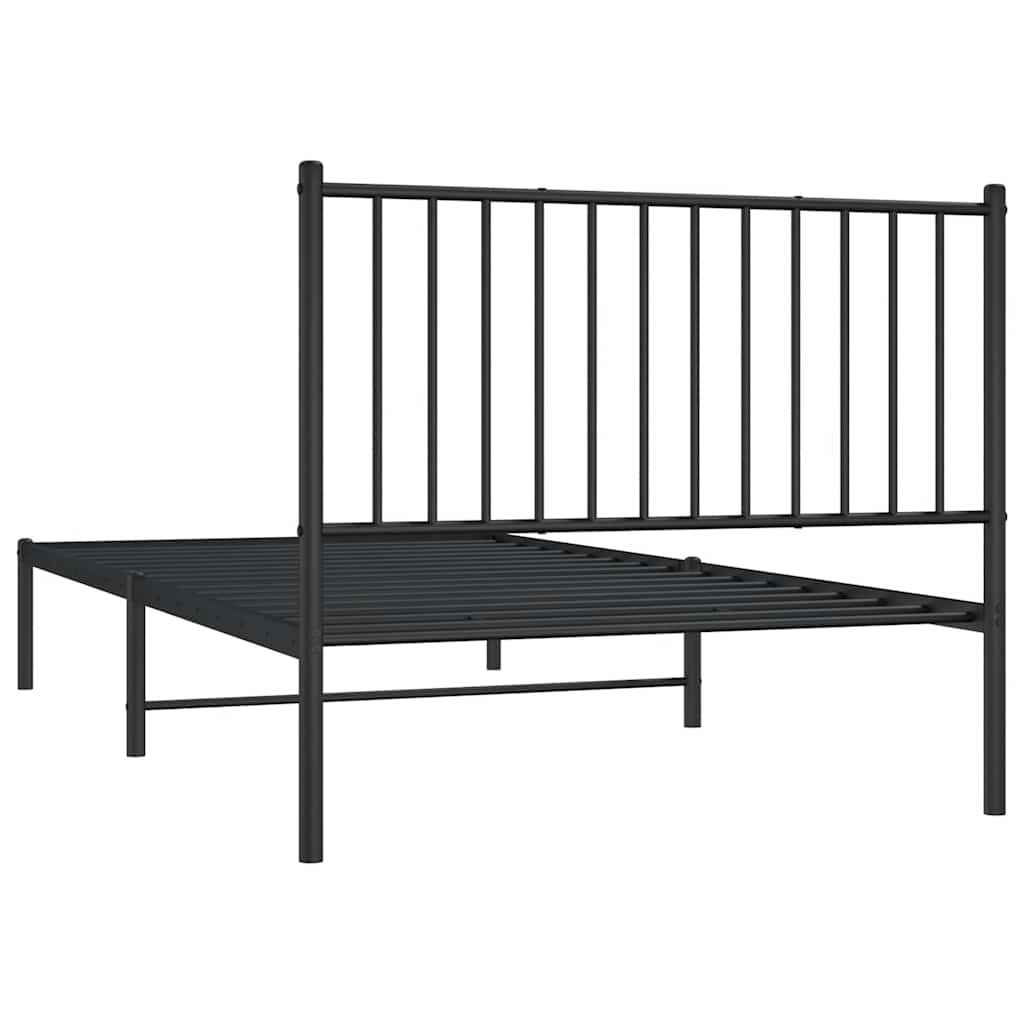 fekete fém ágykeret fejtámlával 100 x 200 cm