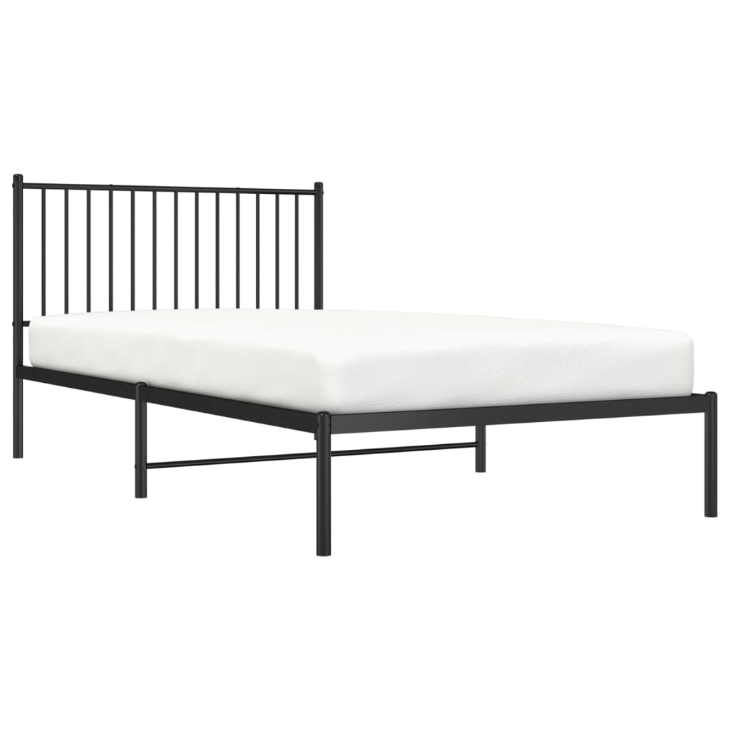 fekete fém ágykeret fejtámlával 107 x 203 cm