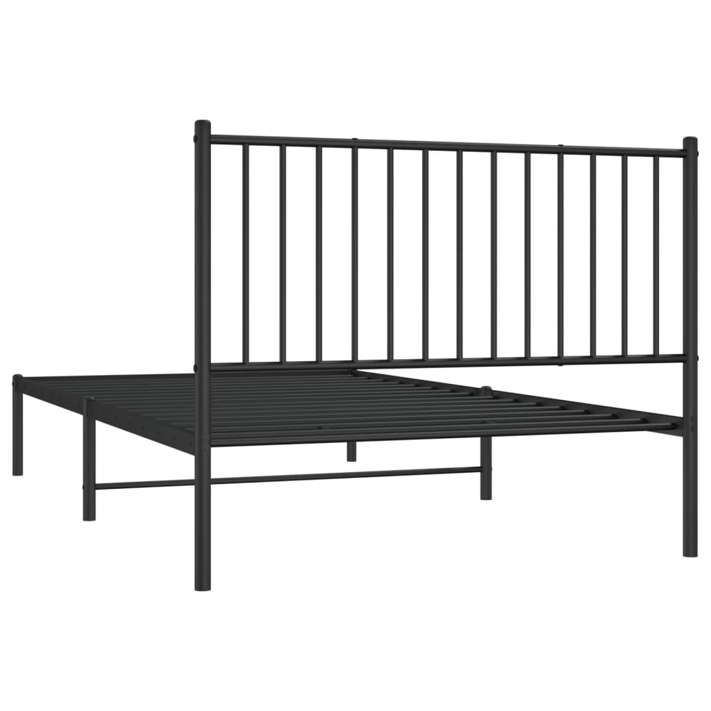 fekete fém ágykeret fejtámlával 107 x 203 cm