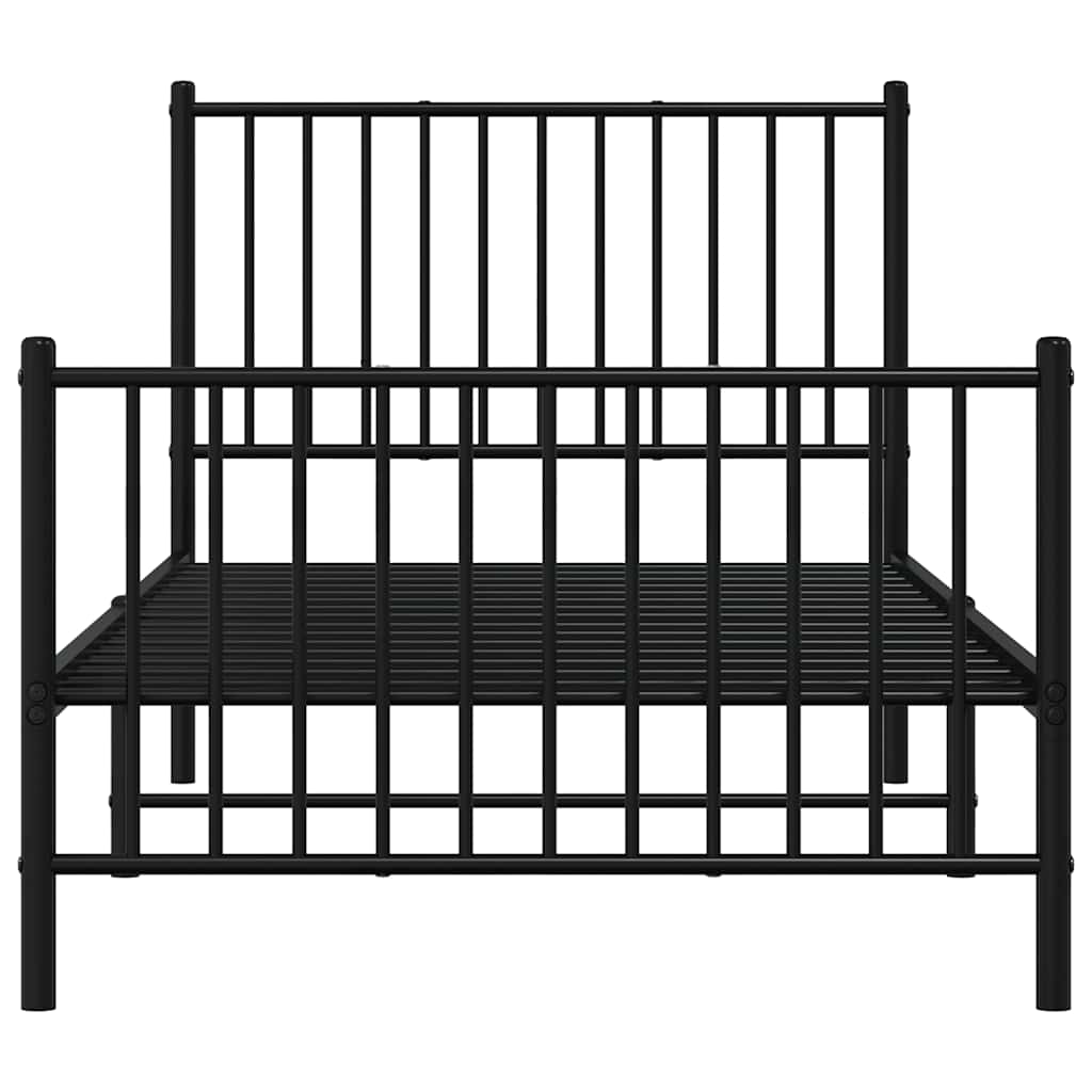 fekete fém ágykeret fej- és lábtámlával 90 x 190 cm