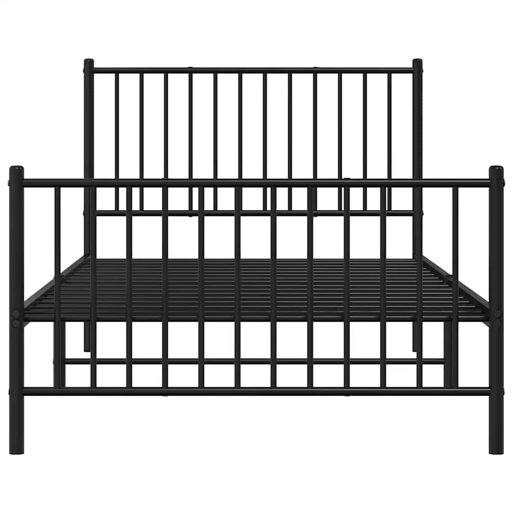 fekete fém ágykeret fej- és lábtámlával 100 x 200 cm