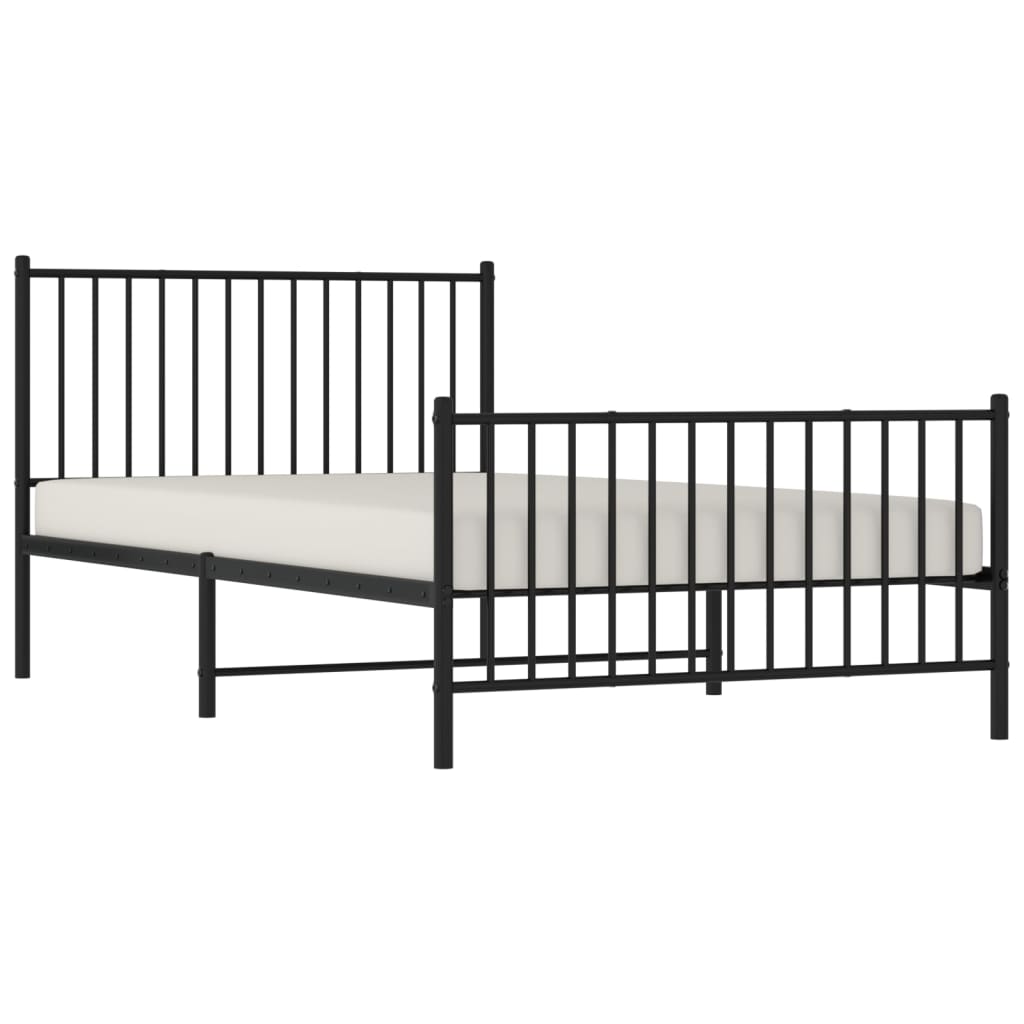 fekete fém ágykeret fej- és lábtámlával 107 x 203 cm