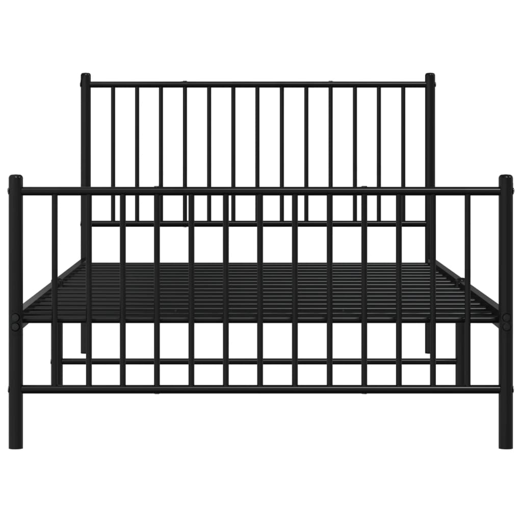fekete fém ágykeret fej- és lábtámlával 107 x 203 cm
