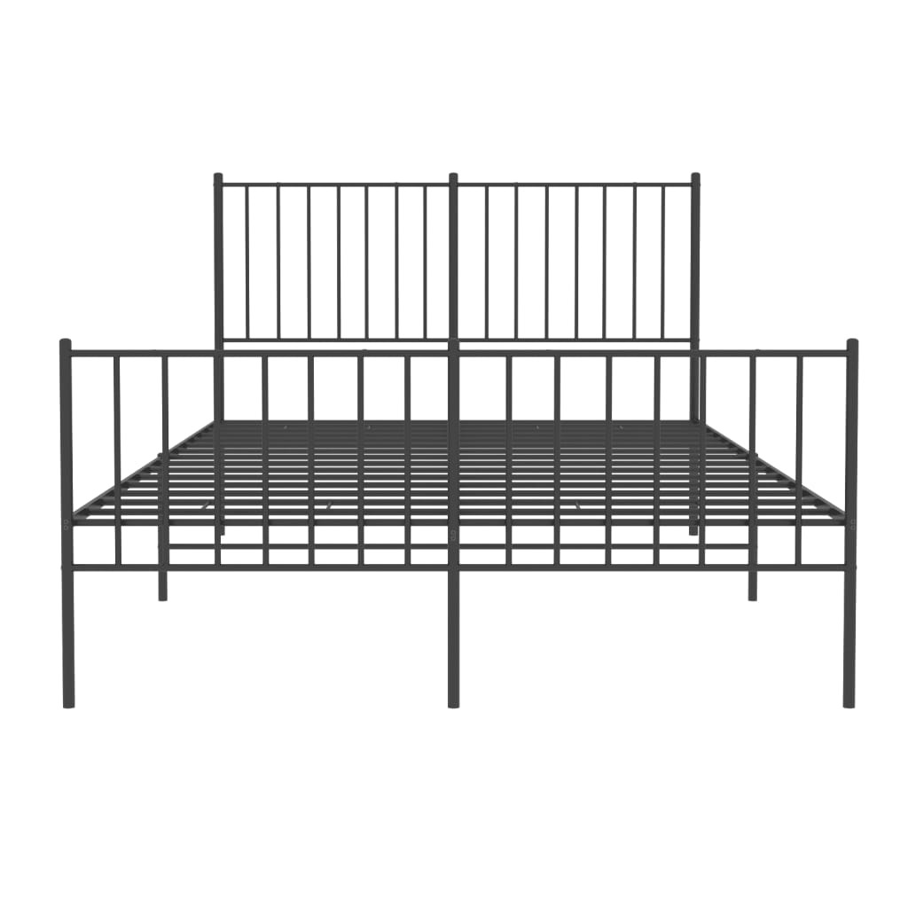fekete fém ágykeret fej- és lábtámlával 120 x 190 cm