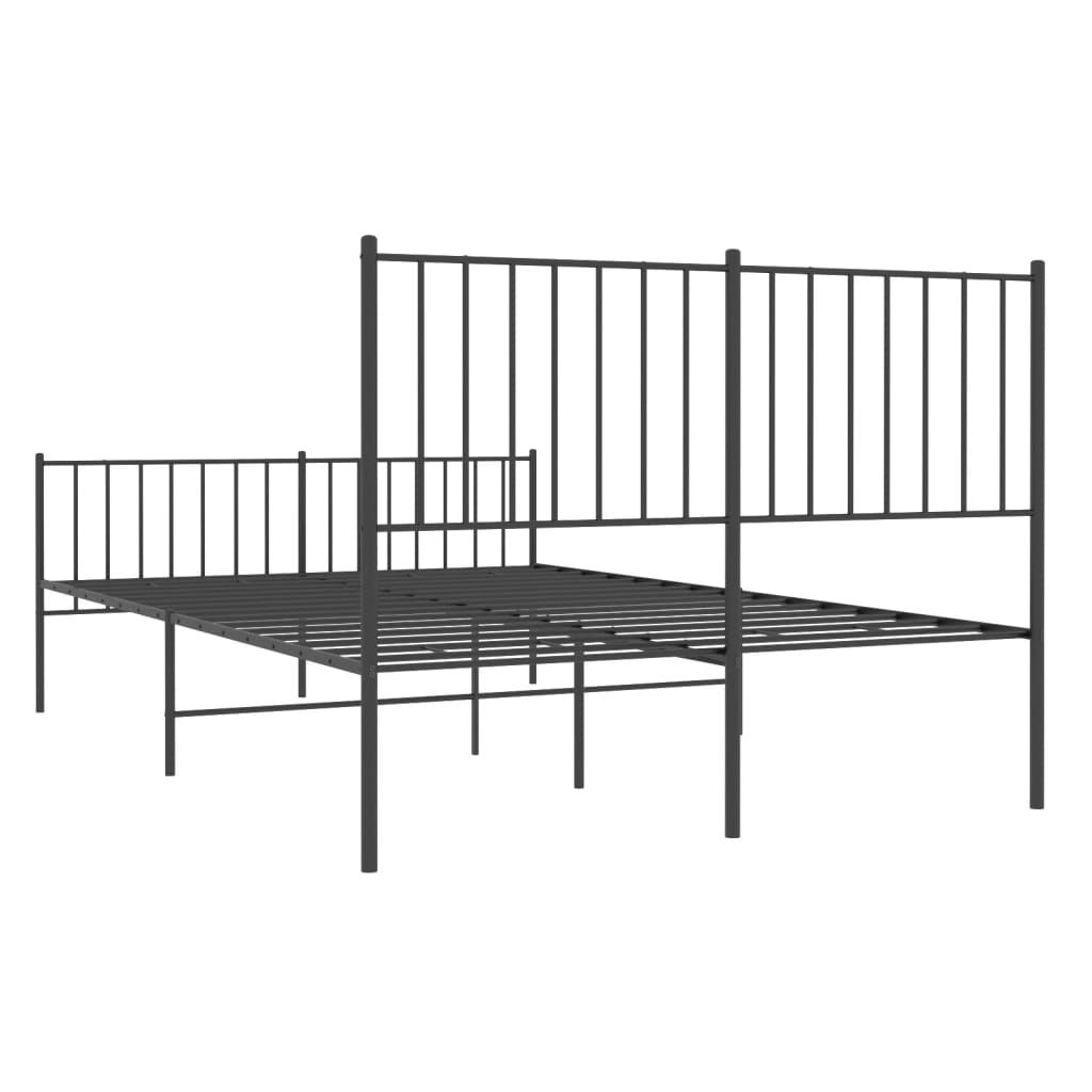 fekete fém ágykeret fej- és lábtámlával 120 x 190 cm