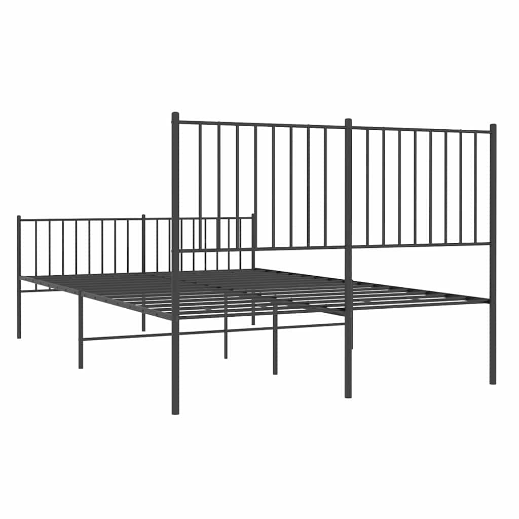 fekete fém ágykeret fej- és lábtámlával 135 x 190 cm