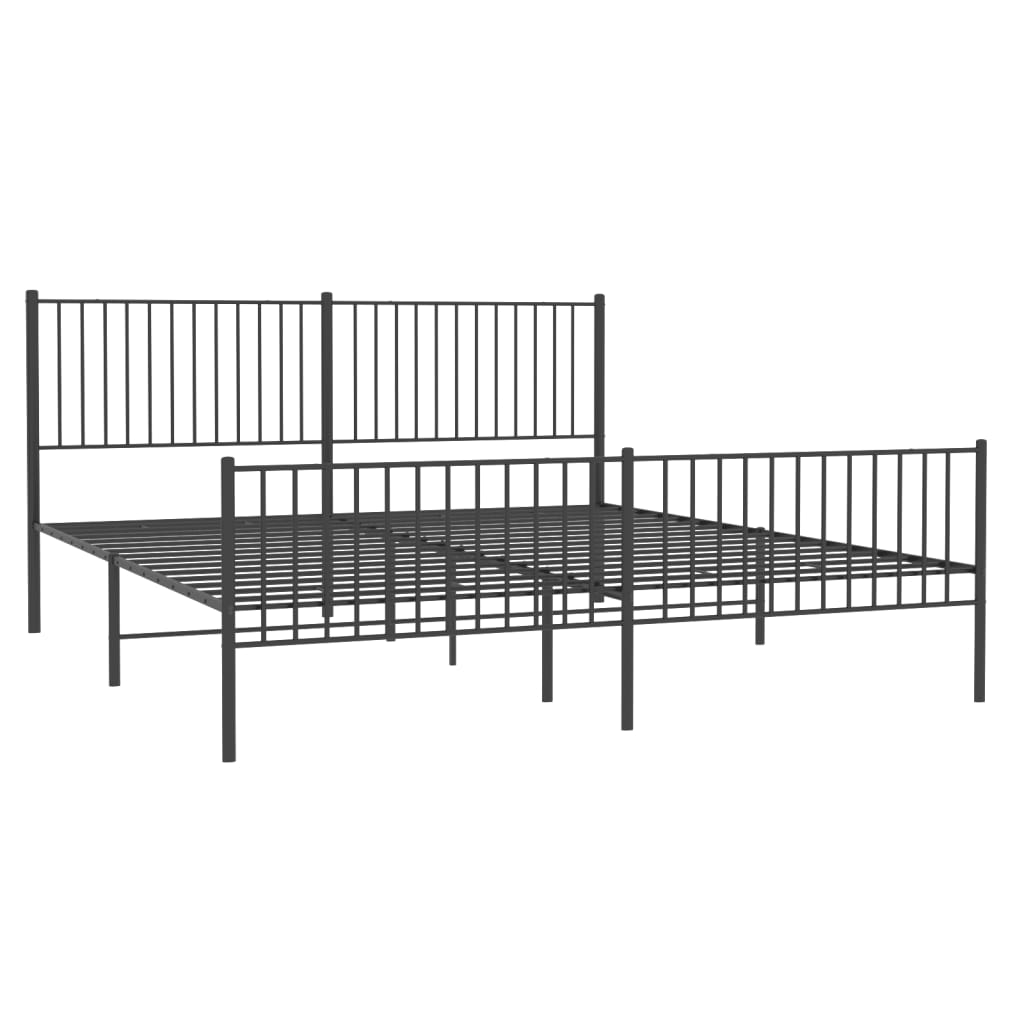 fekete fém ágykeret fej- és lábtámlával 200 x 200 cm