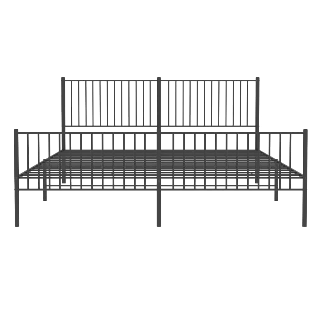 fekete fém ágykeret fej- és lábtámlával 200 x 200 cm