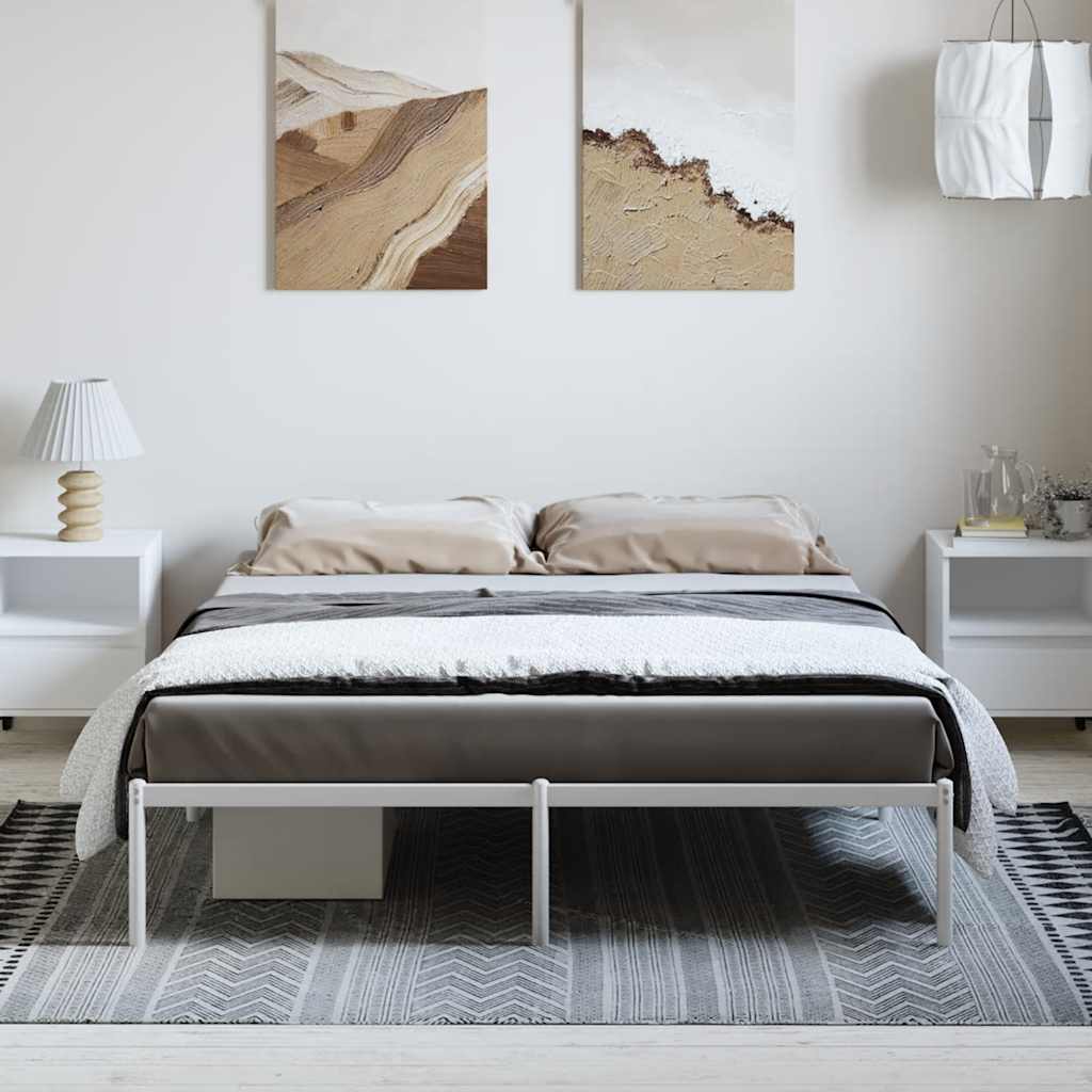 fehér fém ágykeret 150 x 200 cm