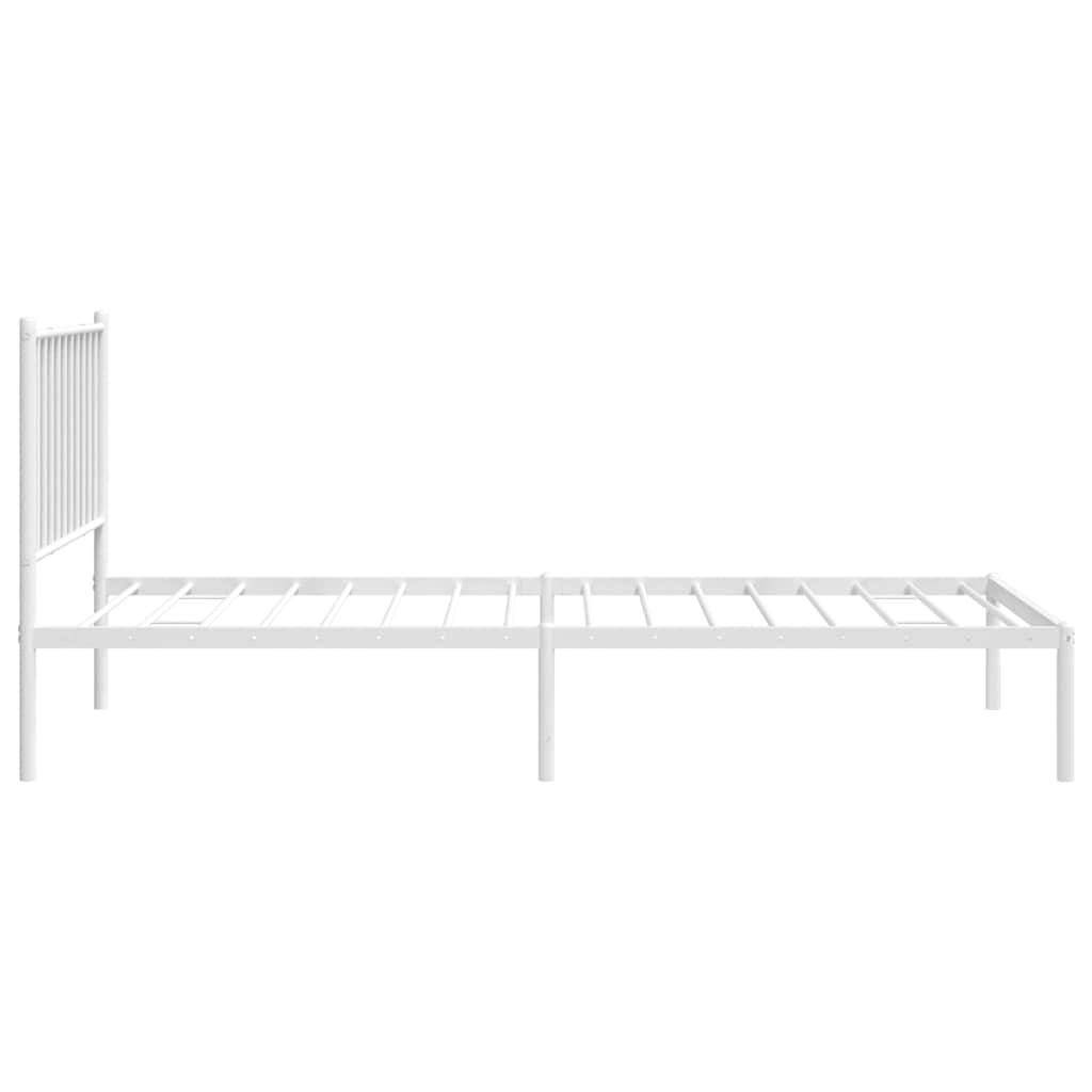 fehér fém ágykeret fejtámlával 80x200 cm