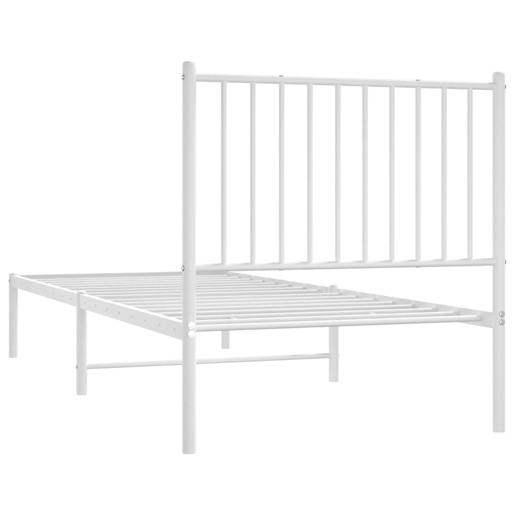 fehér fém ágykeret fejtámlával 80x200 cm