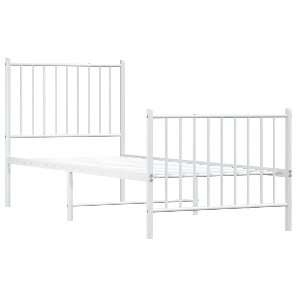 fehér fém ágykeret fej- és lábtámlával 80x200 cm