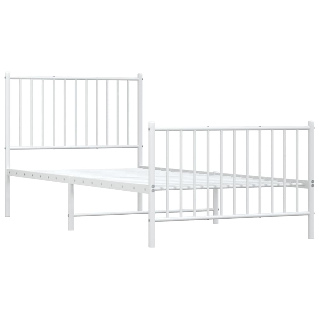 fehér fém ágykeret fej- és lábtámlával 90x200 cm