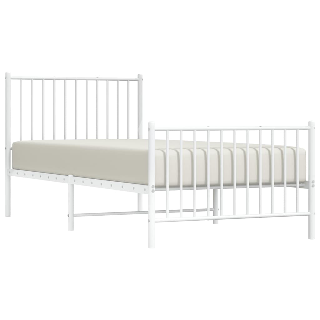 fehér fém ágykeret fej- és lábtámlával 90x200 cm