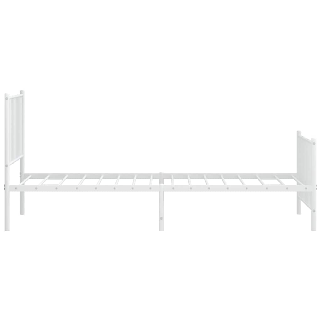 fehér fém ágykeret fej- és lábtámlával 90x200 cm