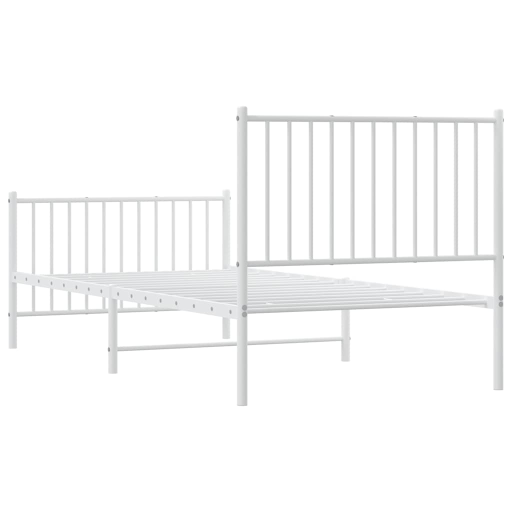 fehér fém ágykeret fej- és lábtámlával 90x200 cm