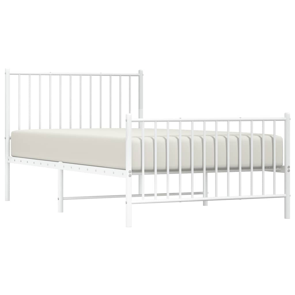 fehér fém ágykeret fej- és lábtámlával 100 x 190 cm