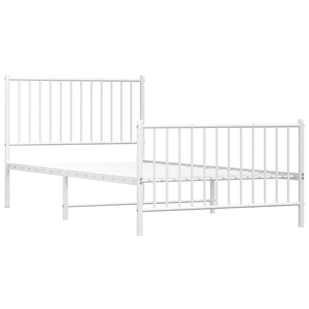 fehér fém ágykeret fej- és lábtámlával 100x200 cm