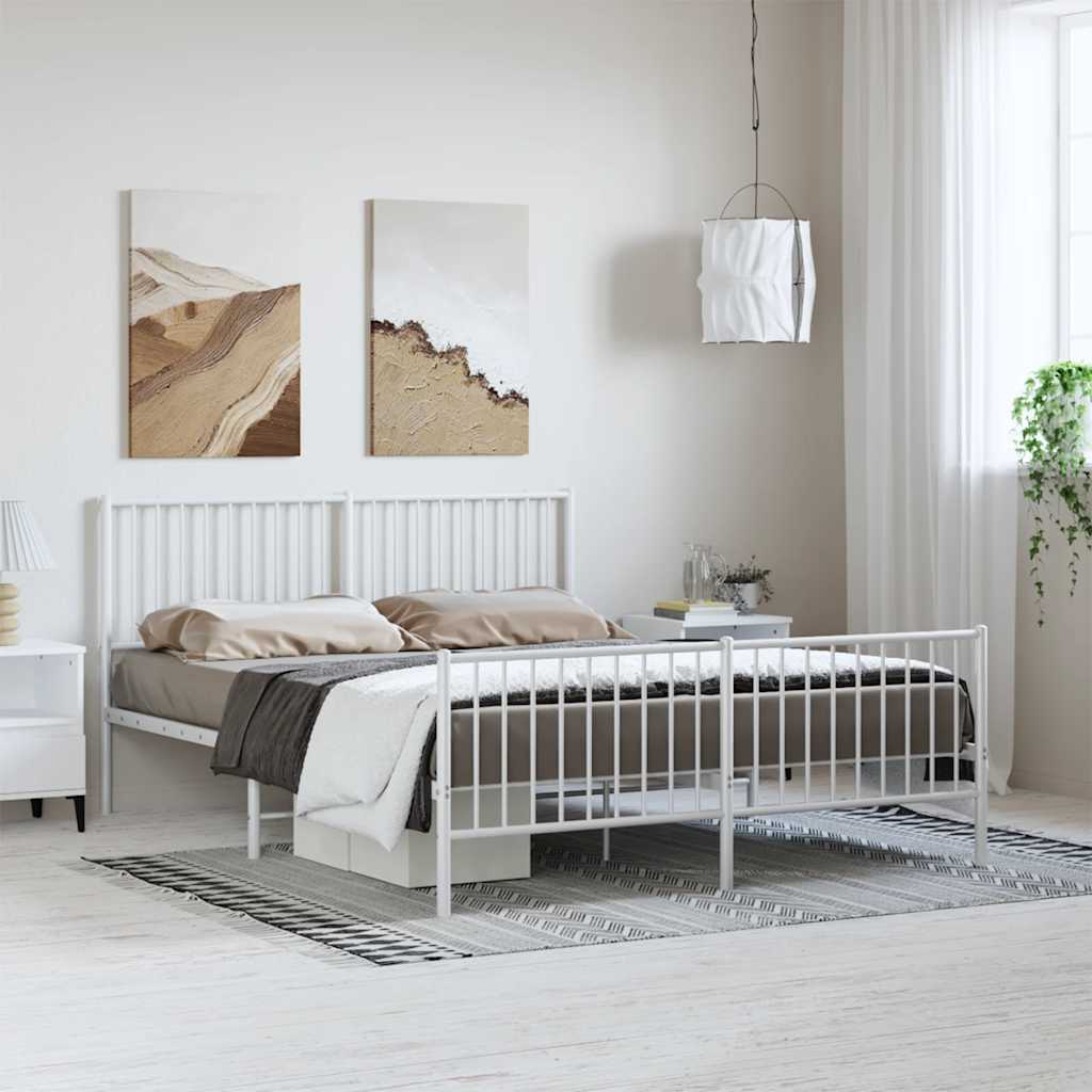 fehér fém ágykeret fej- és lábtámlával 150x200 cm