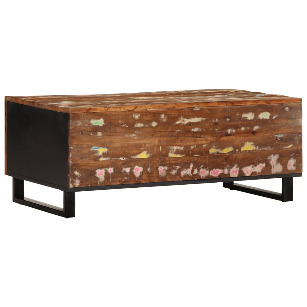 tömör újrahasznosított és szerelt fa dohányzóasztal 100x54x40cm