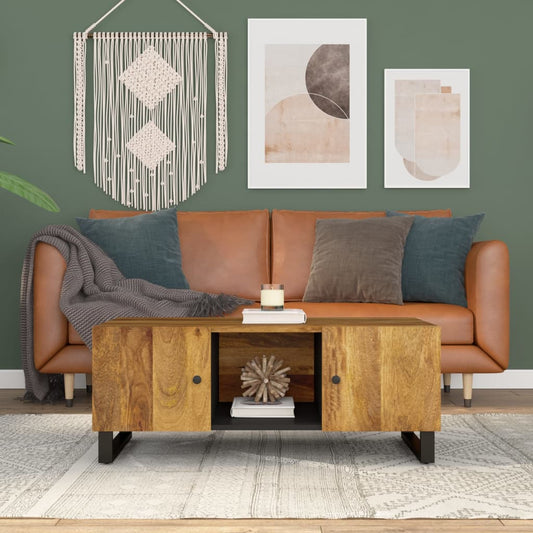 tömör mangófa és szerelt fa dohányzóasztal 100 x 54 x 40 cm