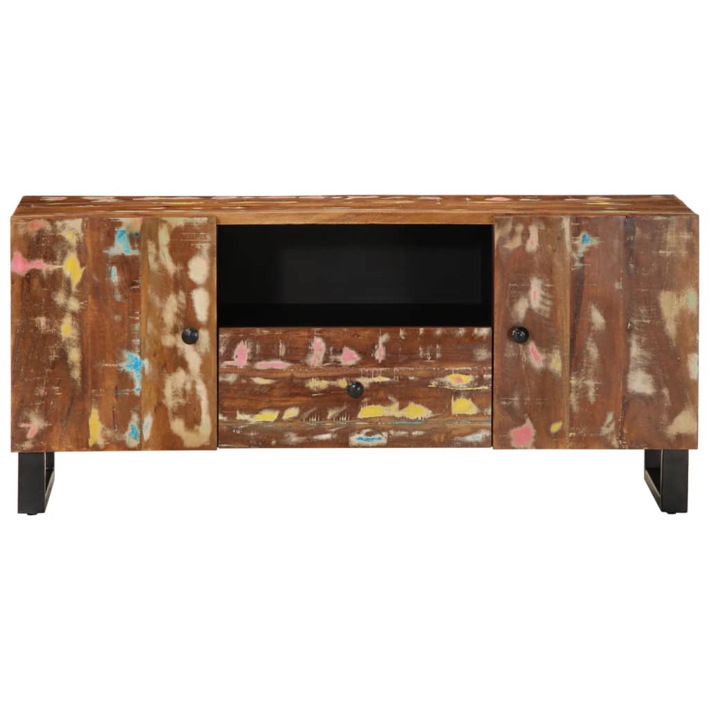 tömör újrahasznosított és szerelt fa TV-szekrény 105x33,5x46 cm