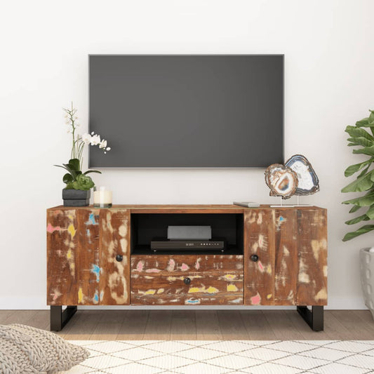 tömör újrahasznosított és szerelt fa TV-szekrény 105x33,5x46 cm