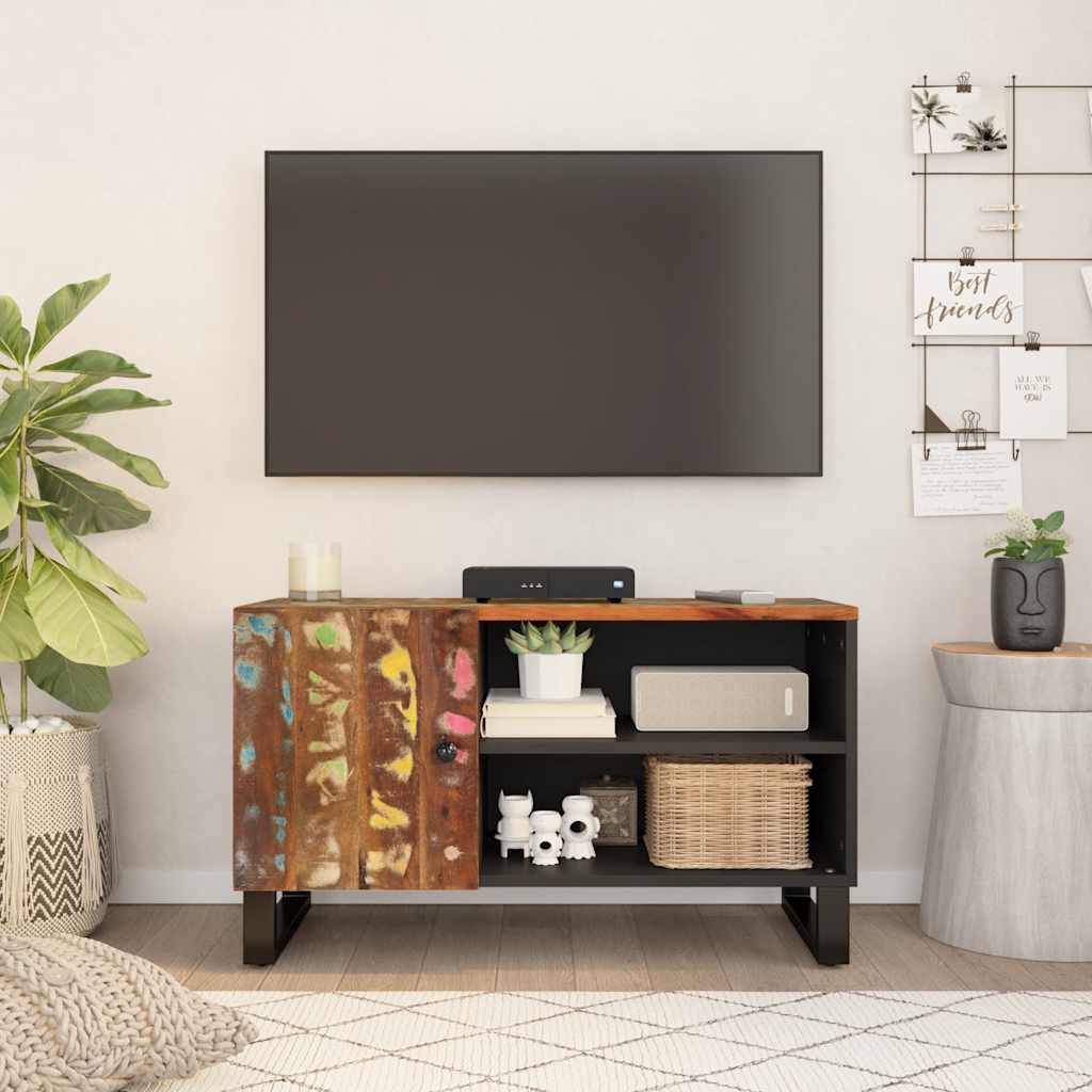 tömör újrahasznosított és szerelt fa TV-szekrény 80x33x46 cm