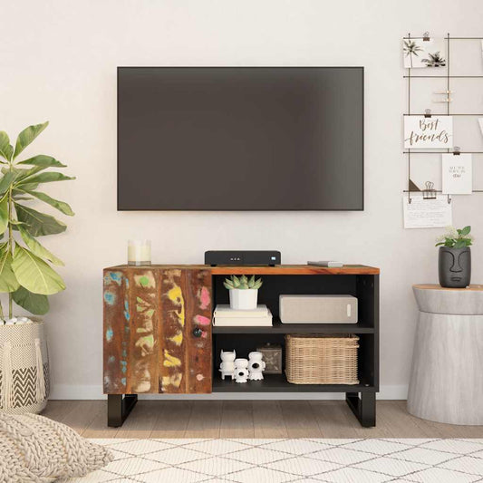 tömör újrahasznosított és szerelt fa TV-szekrény 80x33x46 cm