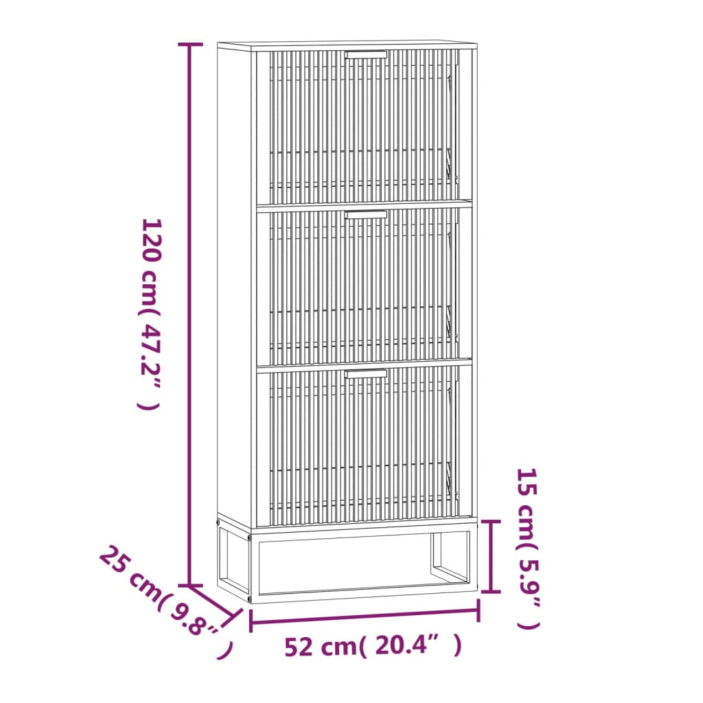 fekete szerelt fa cipősszekrény 52x25x120 cm
