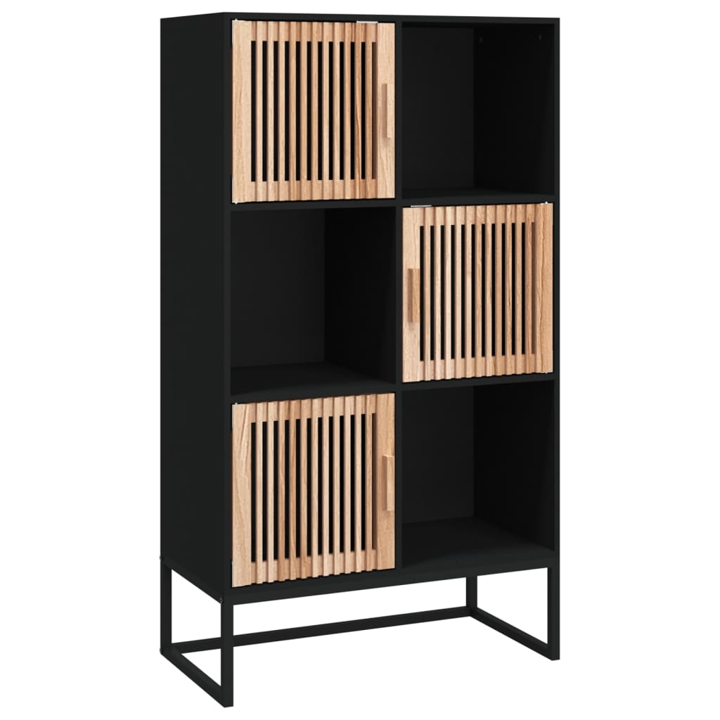 fekete szerelt fa magasszekrény 70 x 35 x 125 cm