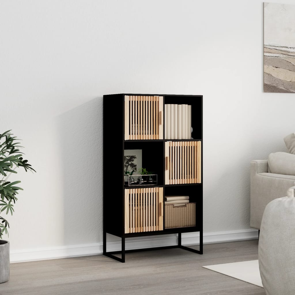 fekete szerelt fa magasszekrény 70 x 35 x 125 cm