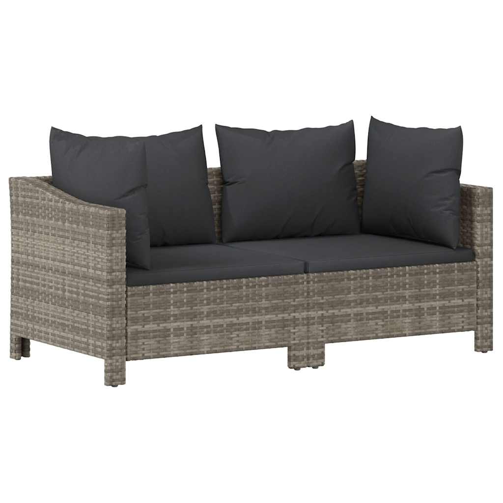 2 darabos szürke polyrattan kerti bútor szett párnákkal