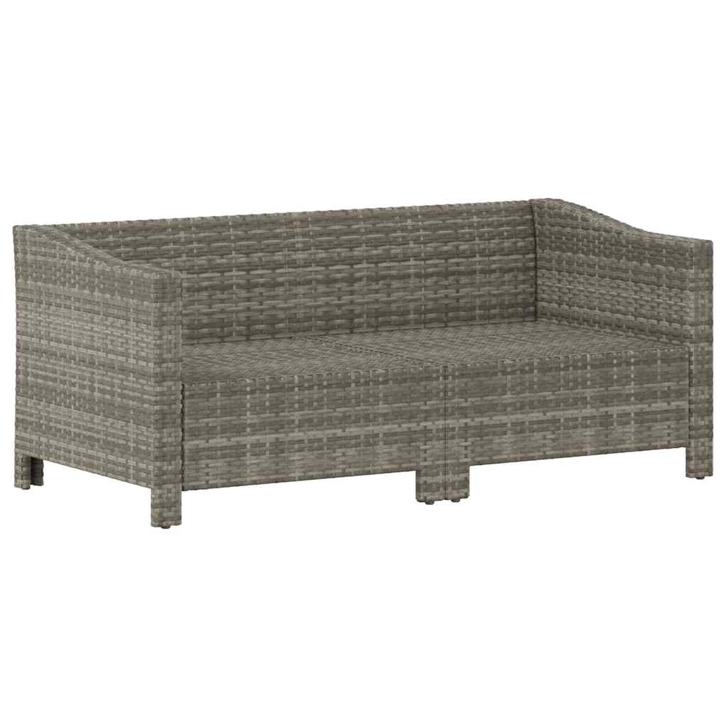 2 darabos szürke polyrattan kerti bútor szett párnákkal