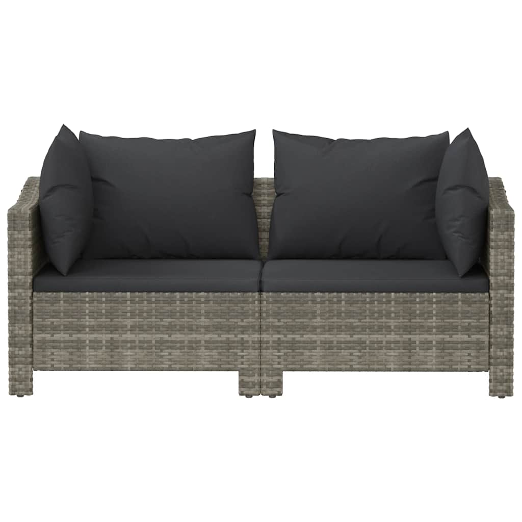 2 darabos szürke polyrattan kerti bútor szett párnákkal