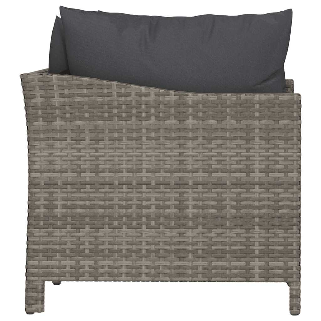 2 darabos szürke polyrattan kerti bútor szett párnákkal