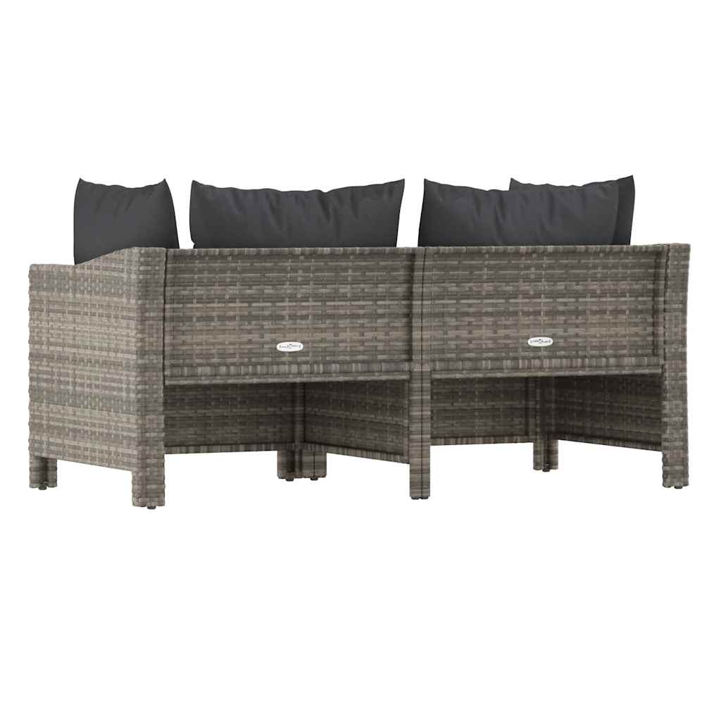 2 darabos szürke polyrattan kerti bútor szett párnákkal