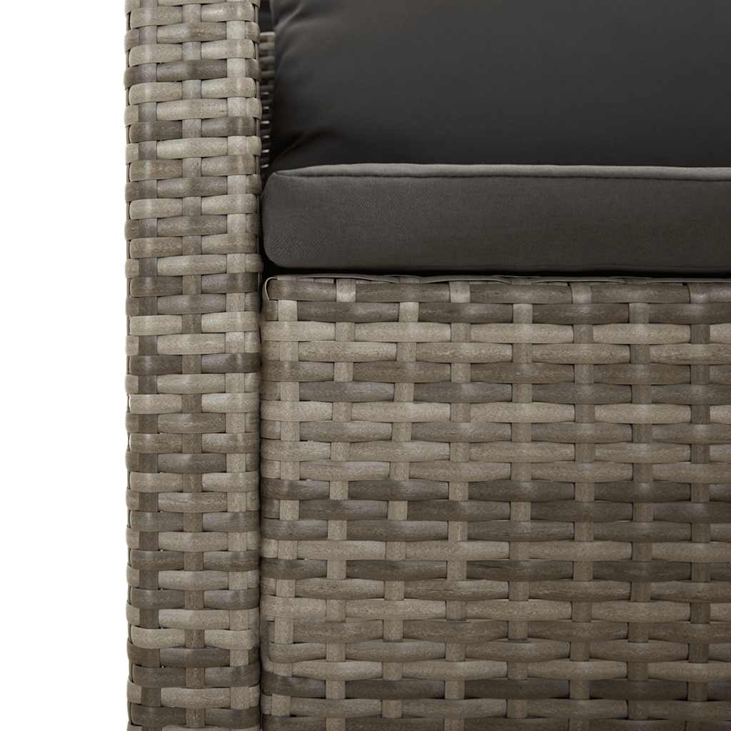 2 darabos szürke polyrattan kerti bútor szett párnákkal