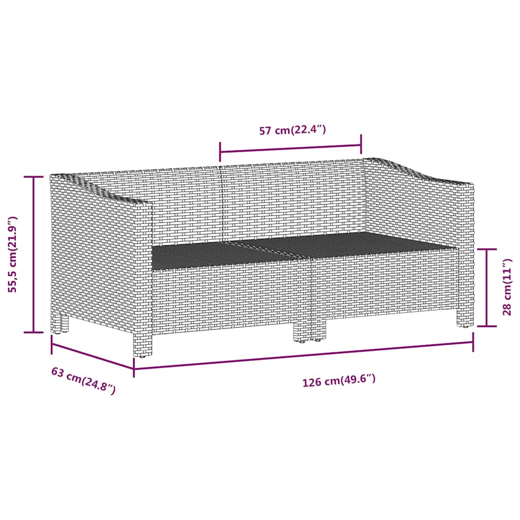 2 darabos szürke polyrattan kerti bútor szett párnákkal