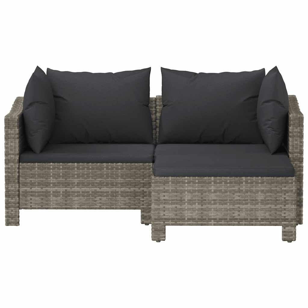 3 részes szürke polyrattan kerti ülőgarnitúra párnákkal