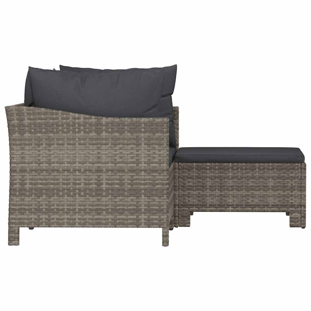 3 részes szürke polyrattan kerti ülőgarnitúra párnákkal
