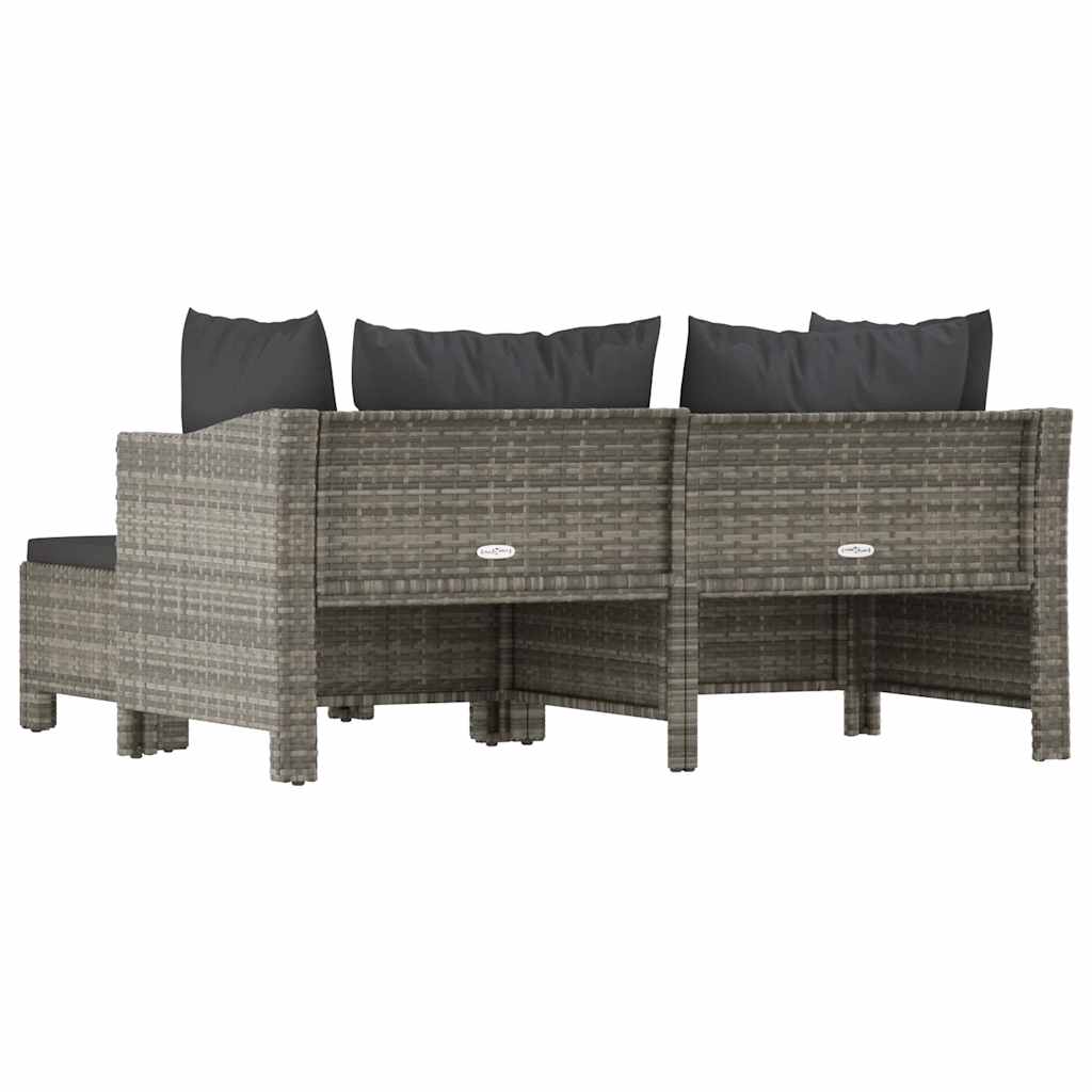 3 részes szürke polyrattan kerti ülőgarnitúra párnákkal