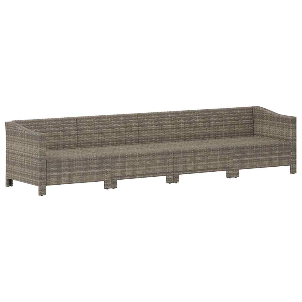 4 darabos szürke polyrattan kerti bútor szett párnákkal